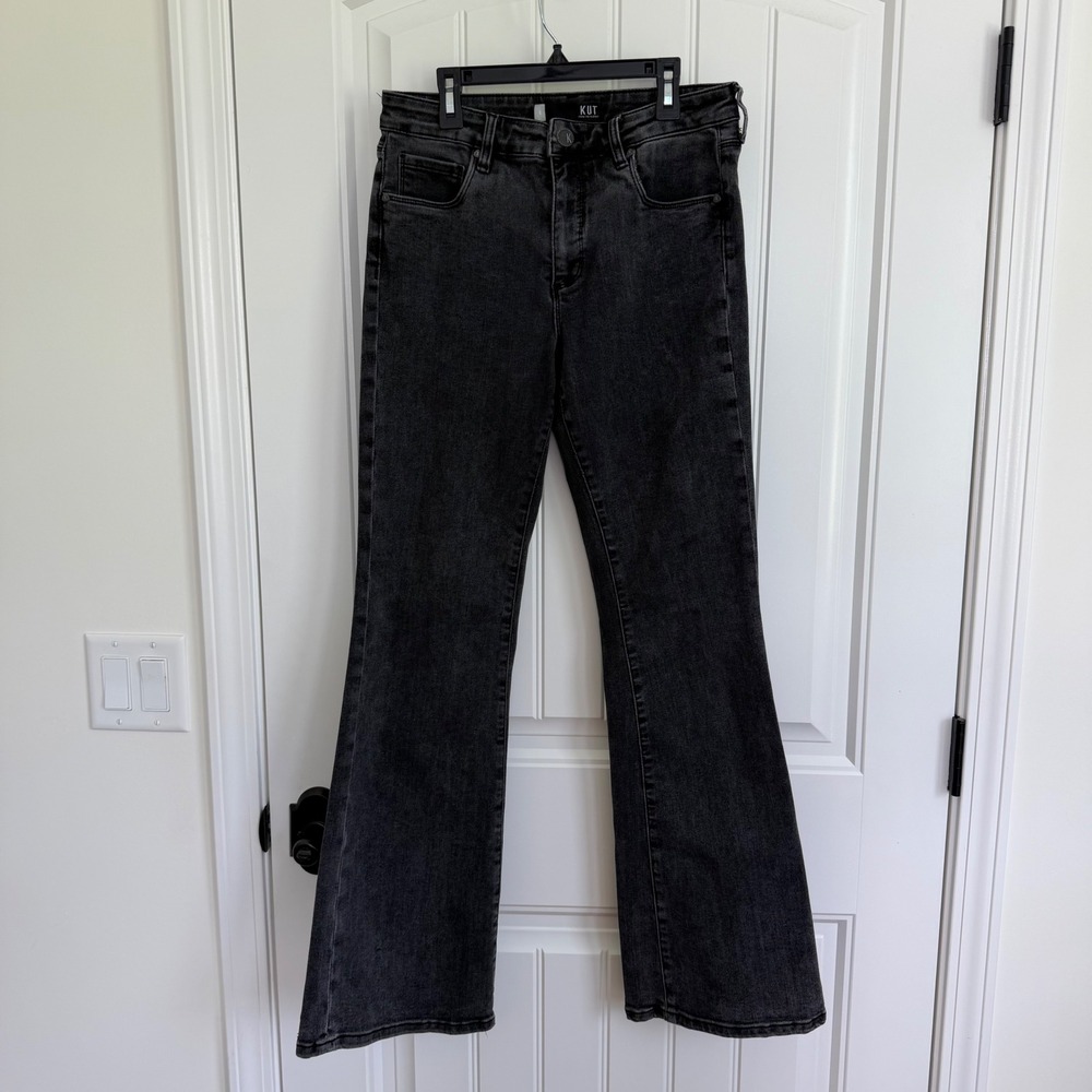 Kut From The Kloth Ana High Rise Fab Ab Flare Jeans Black Women's 6 - Picture 2 of 7